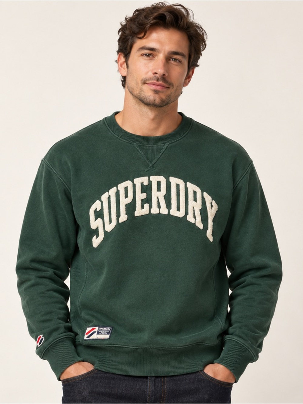 Superdry Men’s Green Harlem District NYC Crewneck Sweatshirt Small